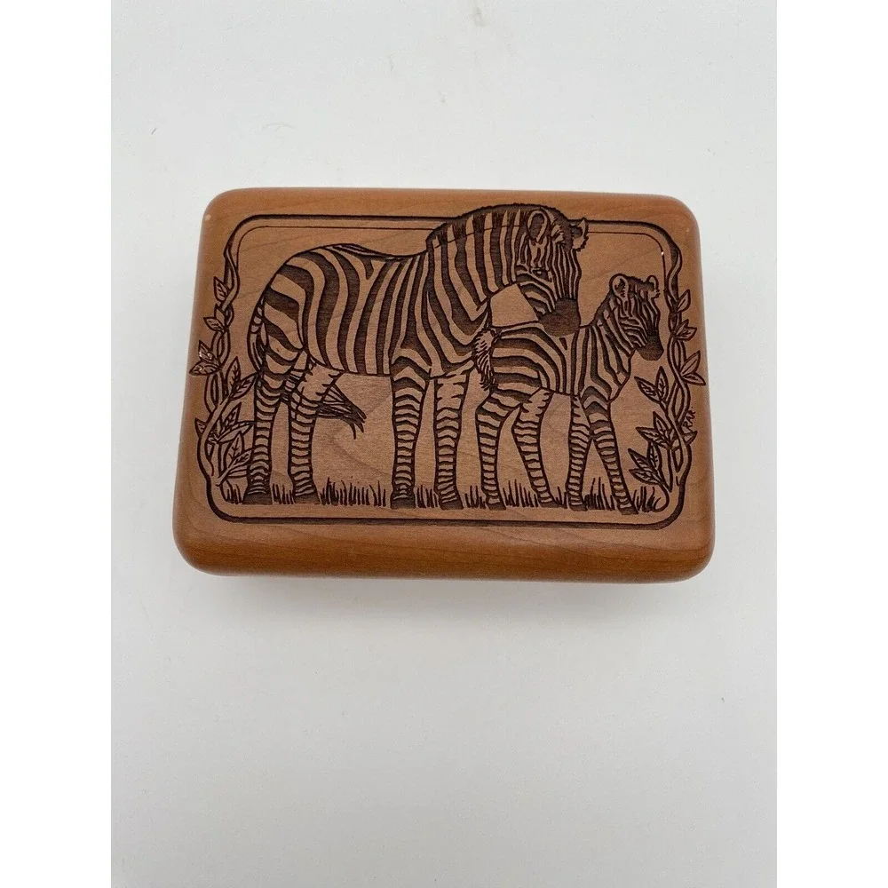Vintage Corporate Custom Product Zebra Wooden Musical Jewelry Box Works